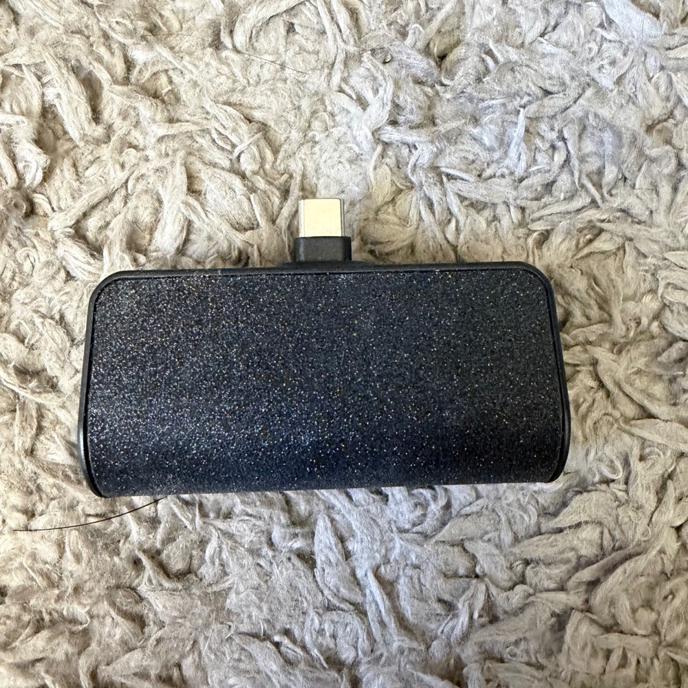 Portable‎ Power Bank 5200mAh USB-C Mini Charger Black Glitter PD Fast Charge